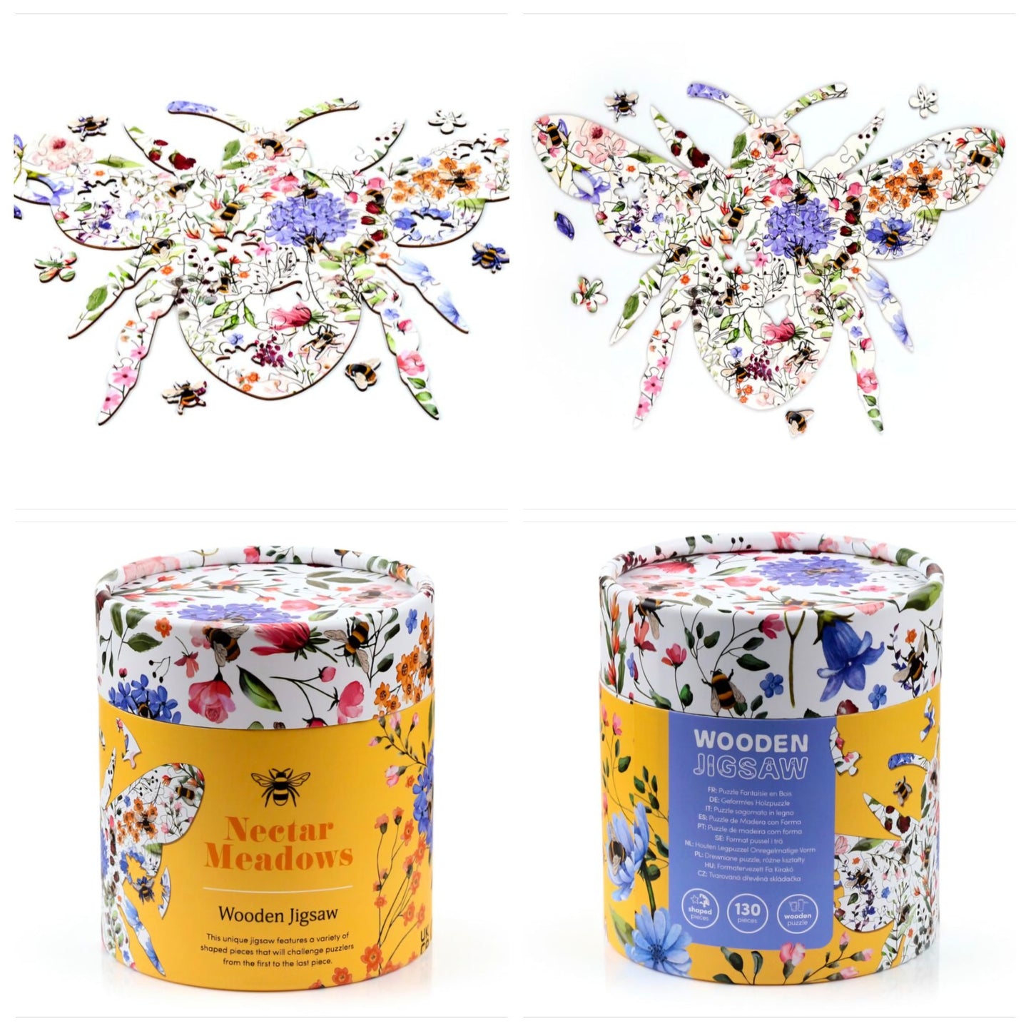 Nectar Meadows Bee 130pc Shaped Jigsaw Puzzle