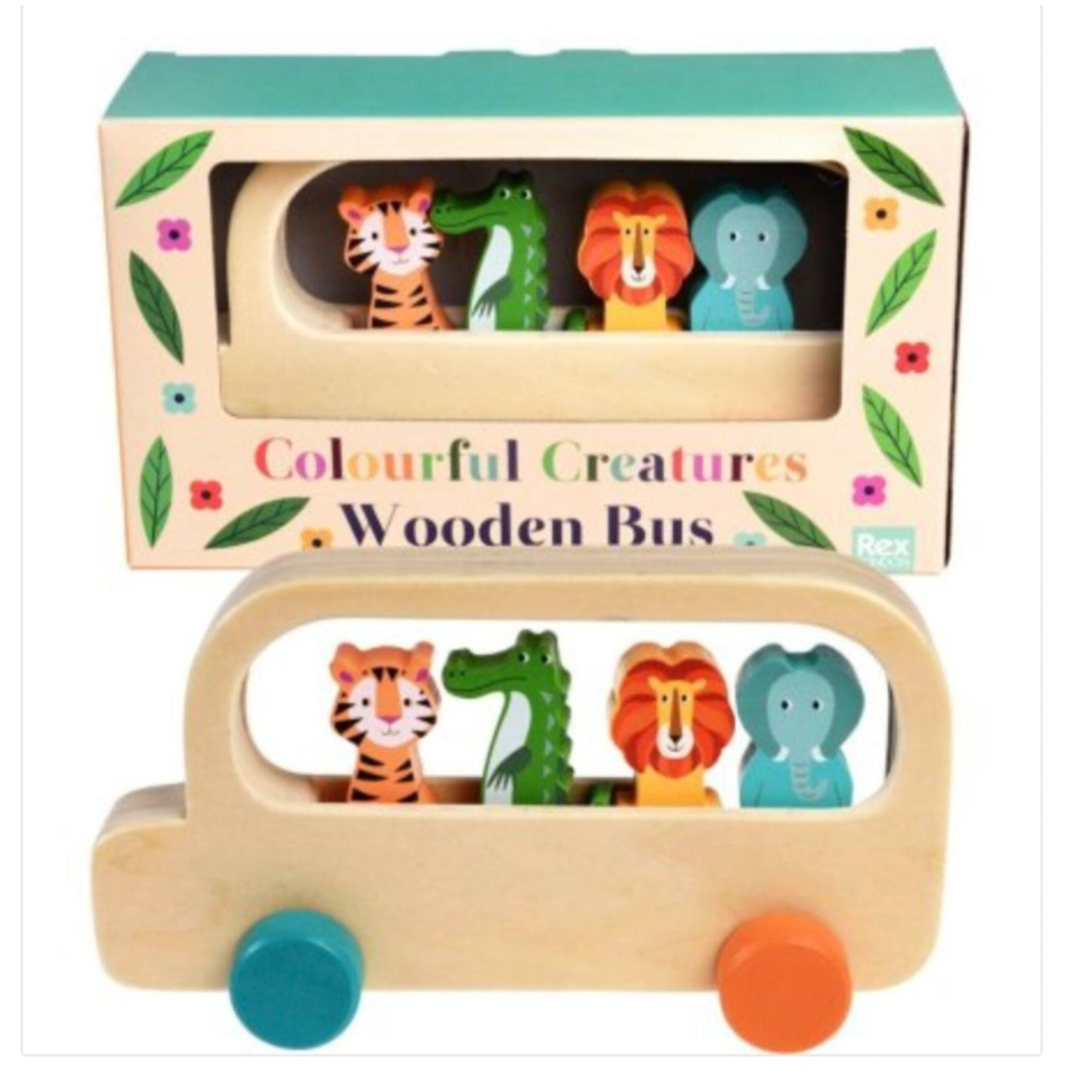 Colourful Creatures Wooden Bus, 19.5cm