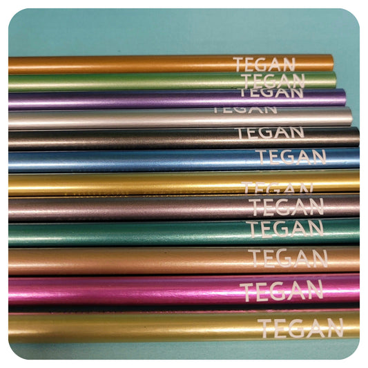 Personalised metallic shimmer colouring pencils!