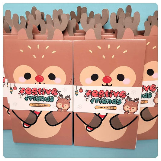 Christmas Festive Friends Rudolph Flip Open Shaped Memo Pad